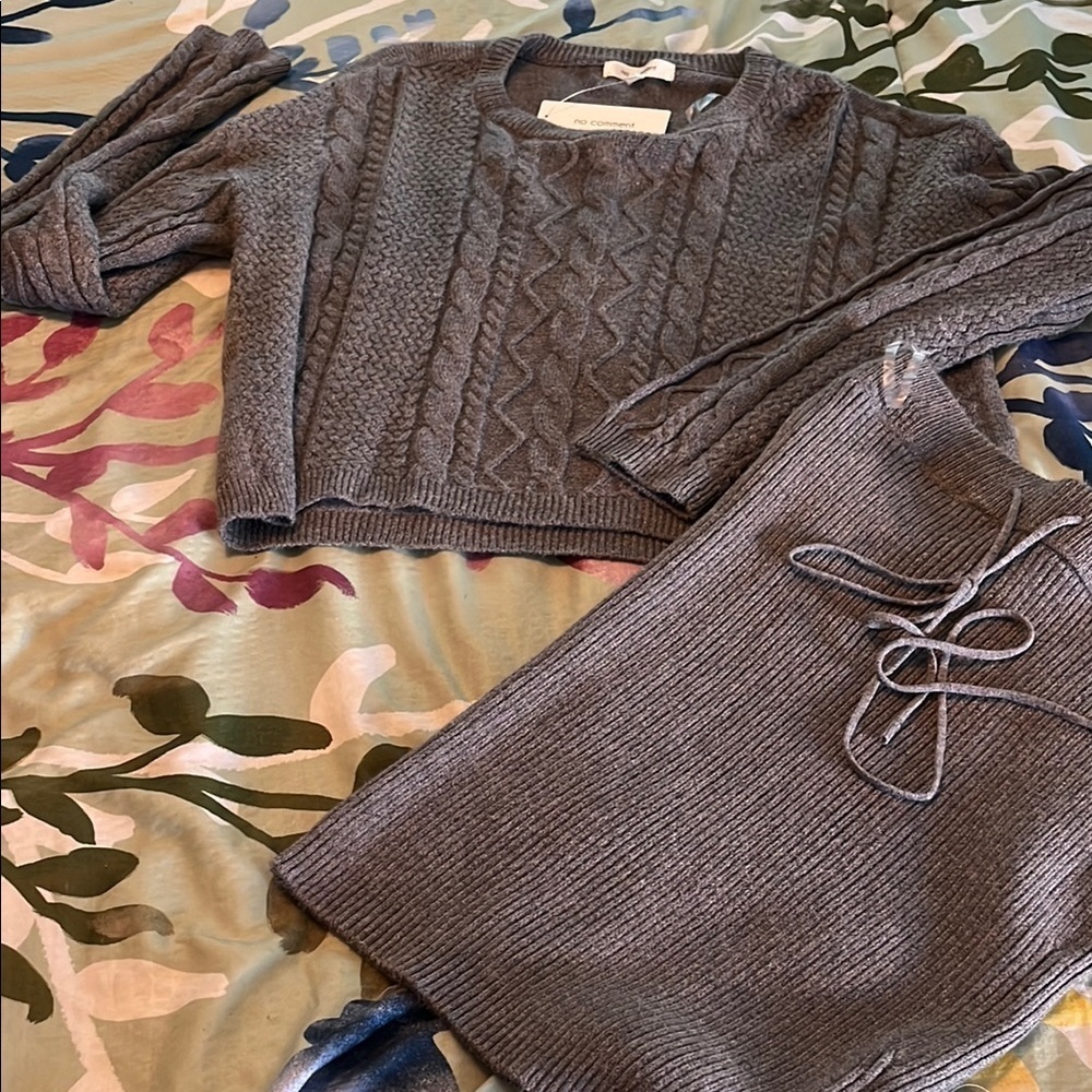 Super soft cable knit sweater and matching skirt set